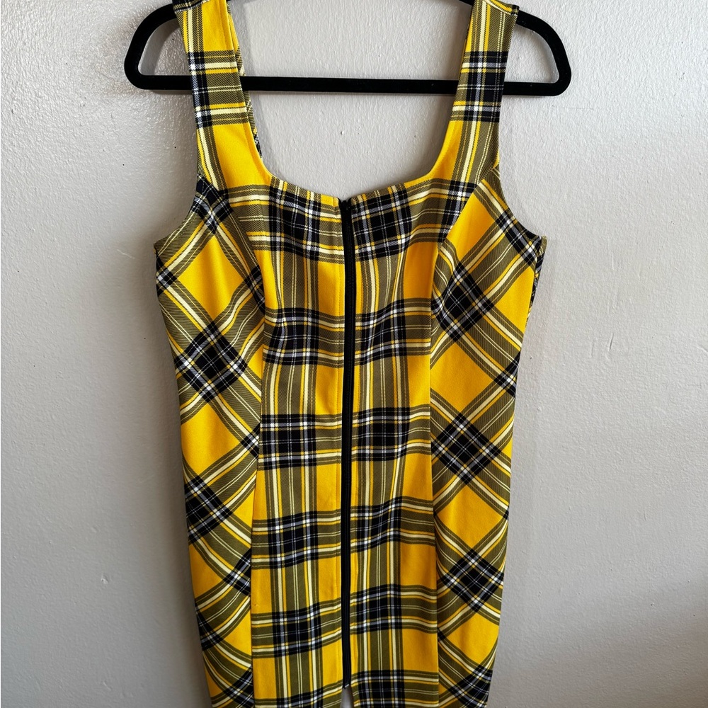 Yellow Plaid Sleeveless Dress